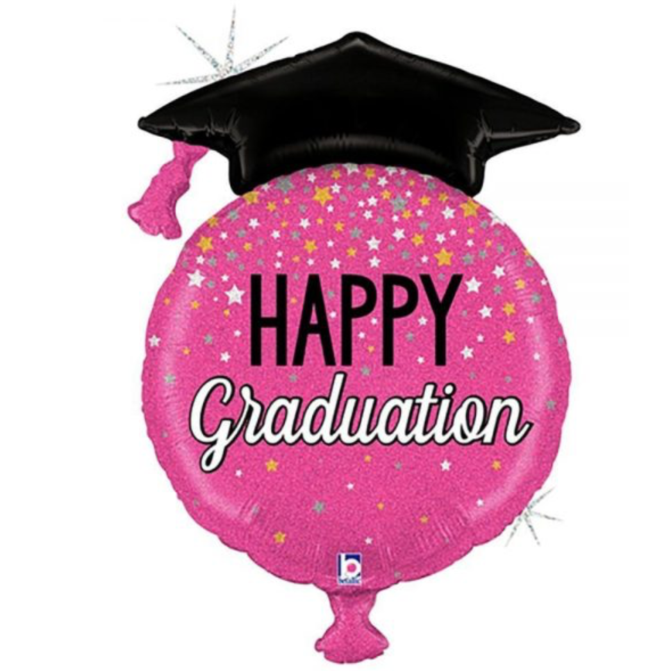Pink Iridescent Happy Graduation Balloon