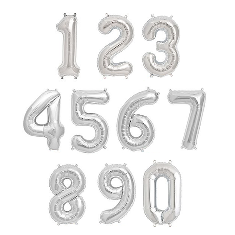 Silver 40 inch Number Balloon