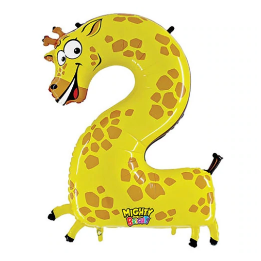 40″ Number 2 - Giraffe Zooloon Balloon