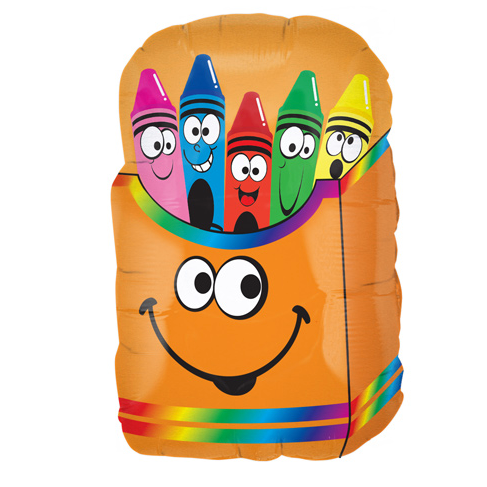 Crayon Smiley Box Balloon - 28 inches