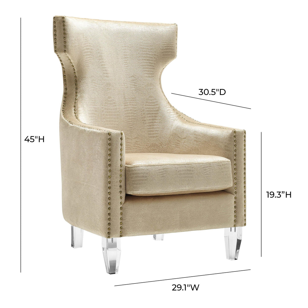 Gramercy Gold Croc Velvet Wing Chair