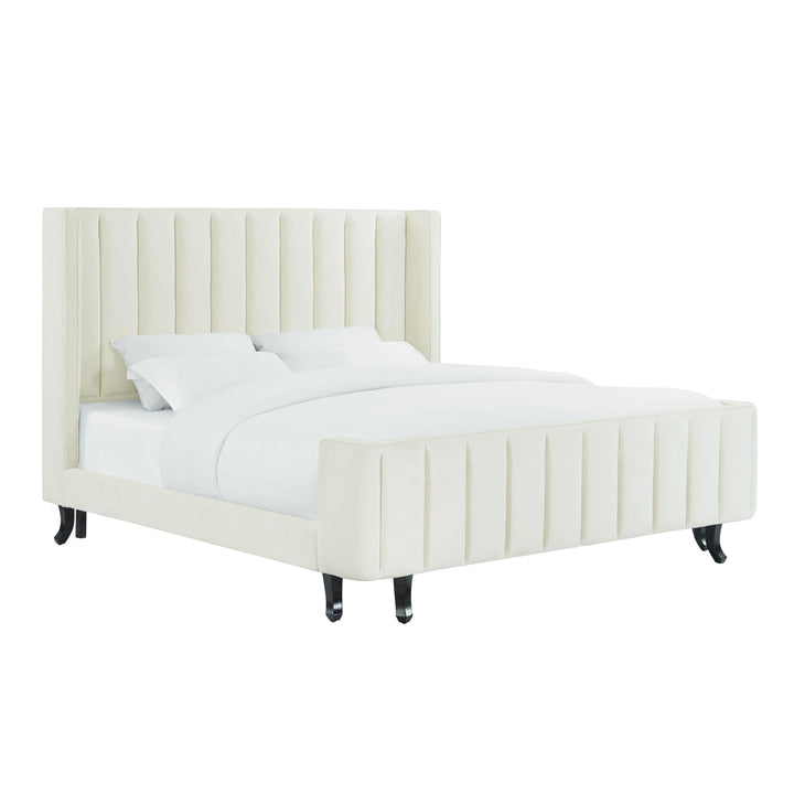 Waverly Cream Velvet Bed in Queen