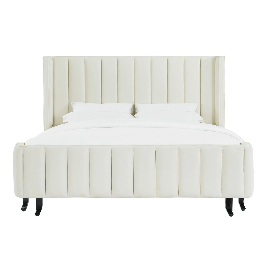 Waverly Cream Velvet Bed in Queen