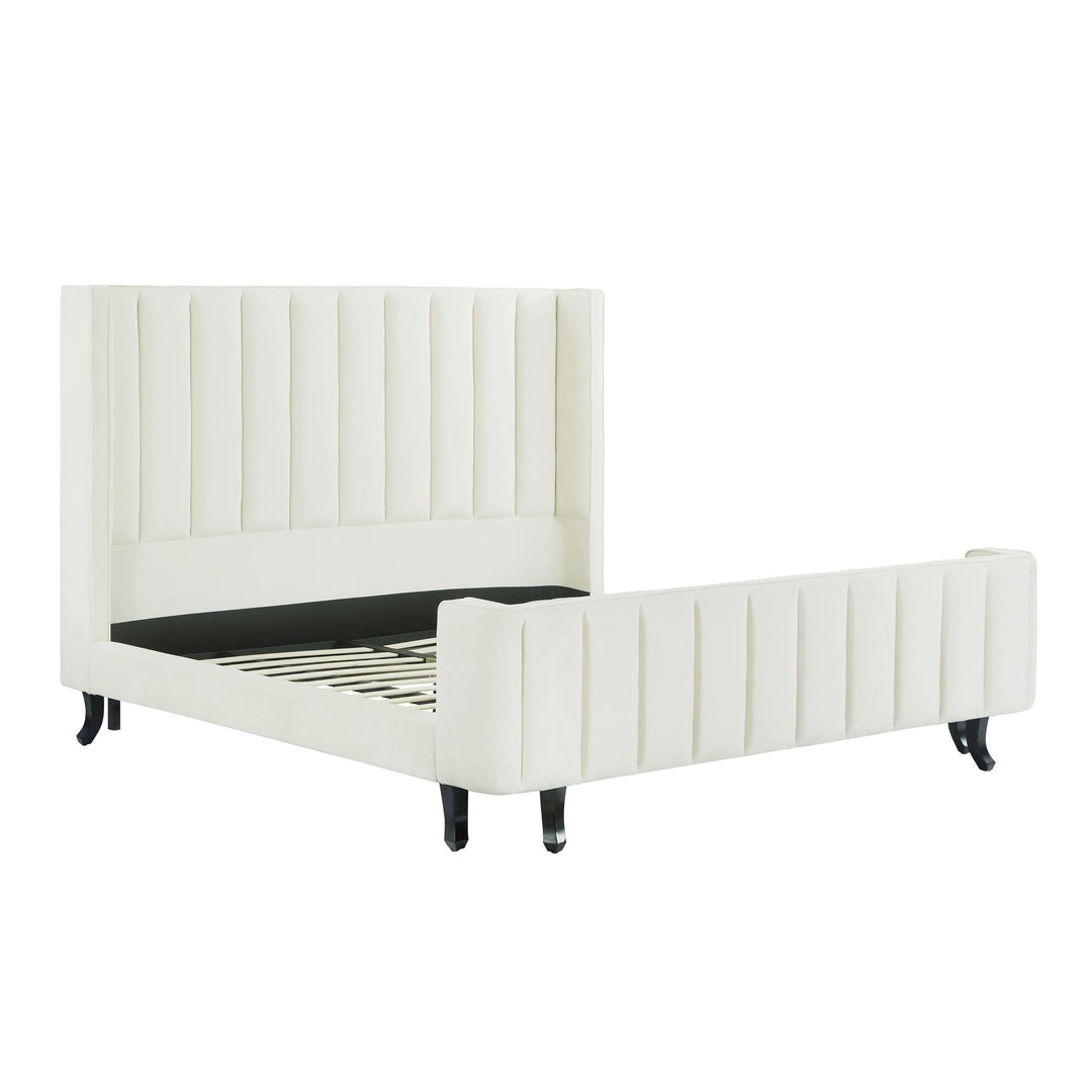 Waverly Cream Velvet Bed in Queen