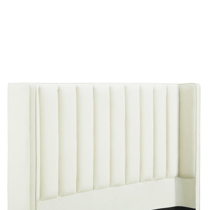 Waverly Cream Velvet Bed in Queen