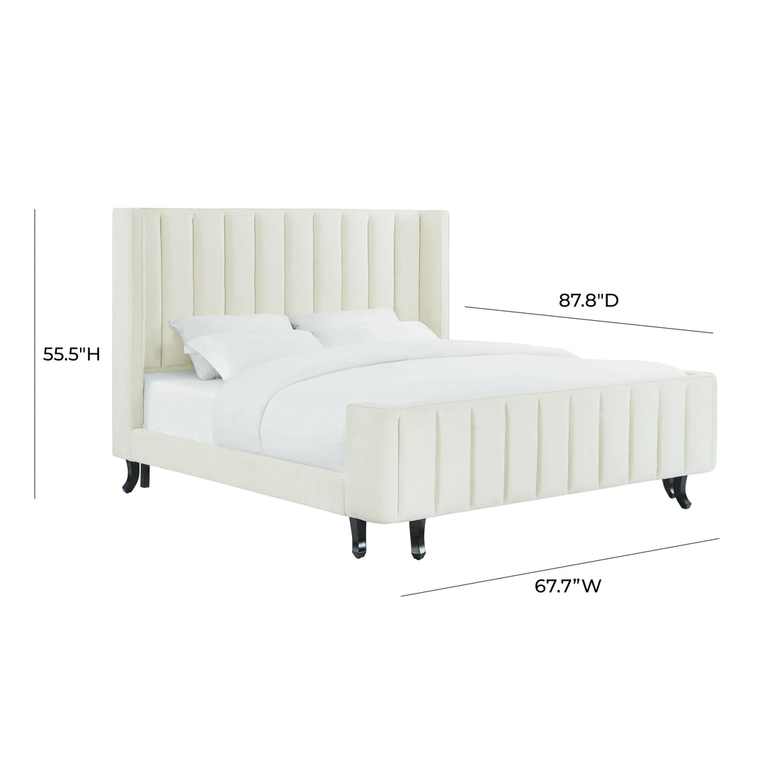 Waverly Cream Velvet Bed in Queen