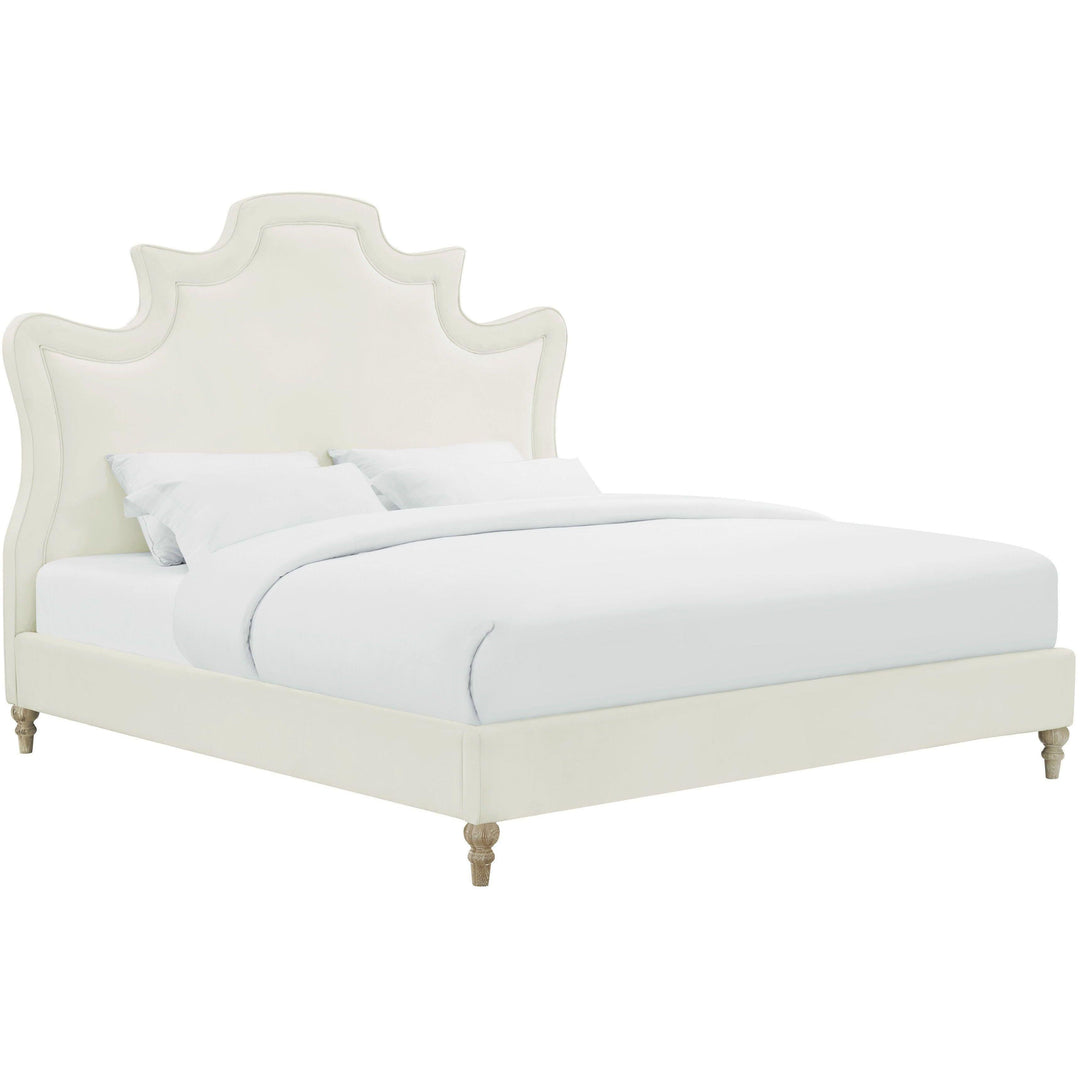 Serenity Cream Velvet Bed in Queen