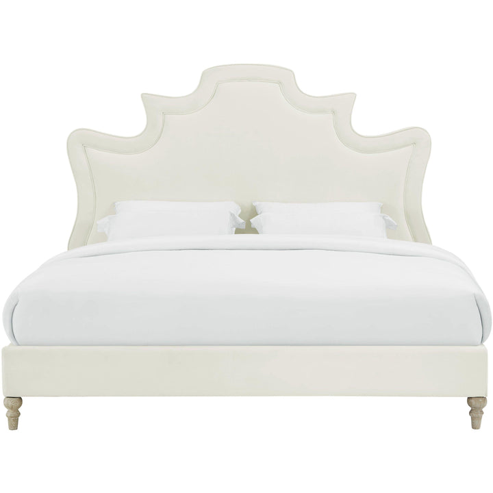 Serenity Cream Velvet Bed in Queen