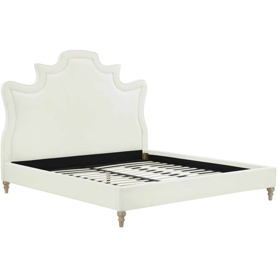 Serenity Cream Velvet Bed in Queen