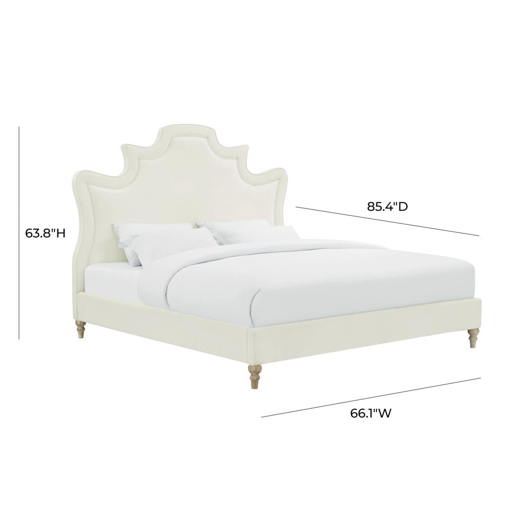 Serenity Cream Velvet Bed in Queen