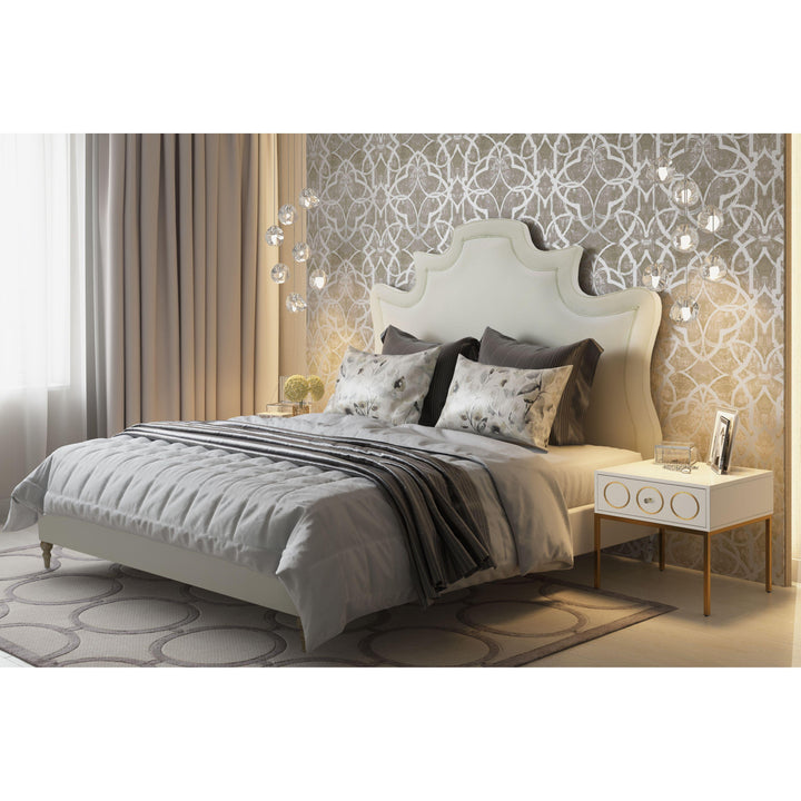 Serenity Cream Velvet Bed in Queen