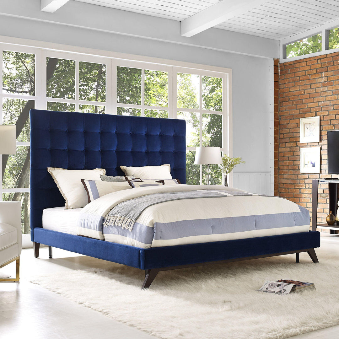 Eden Navy Velvet Bed in King