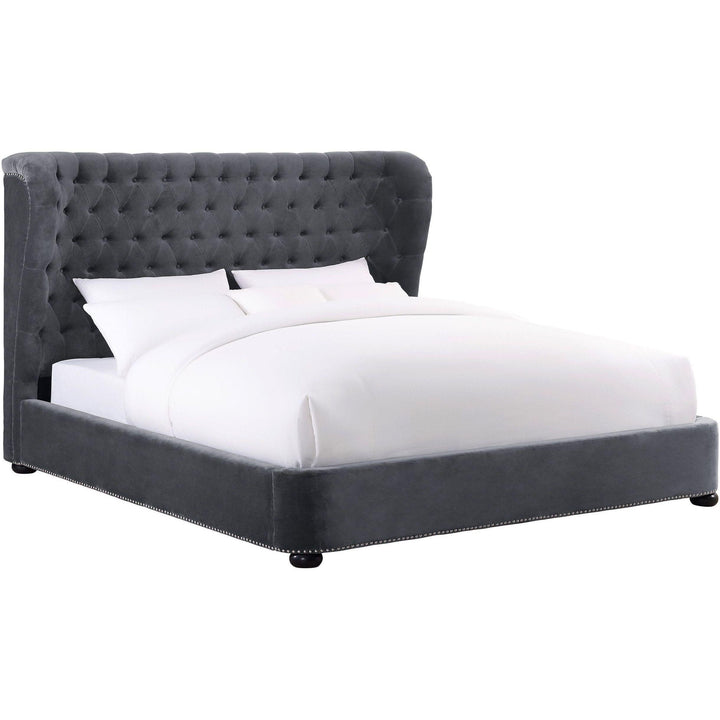 Finley Grey Velvet Bed in Queen