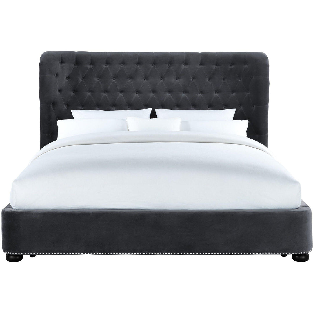 Finley Grey Velvet Bed in Queen