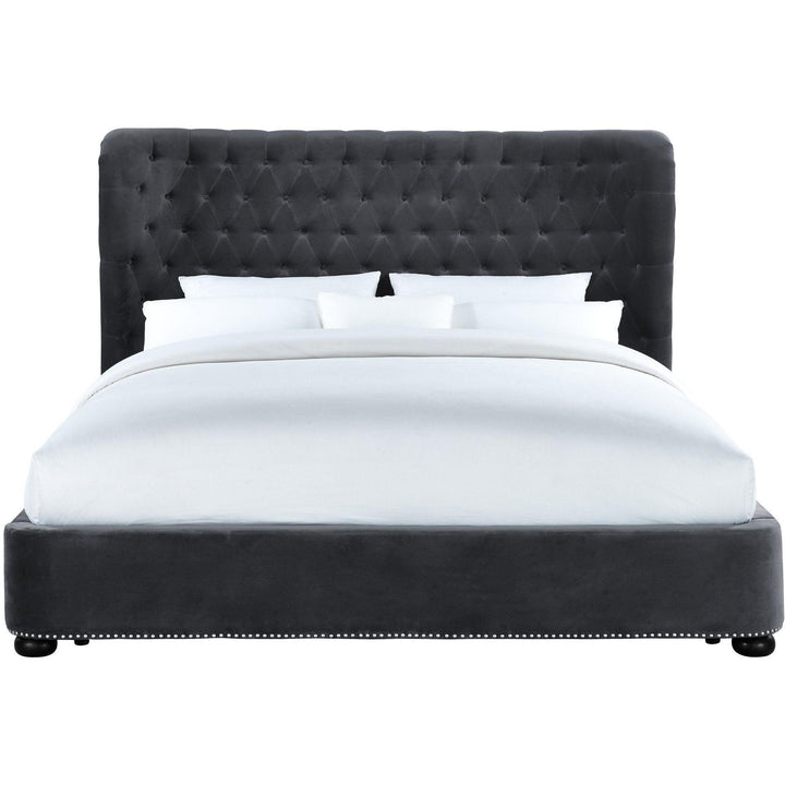 Finley Grey Velvet Bed in Queen