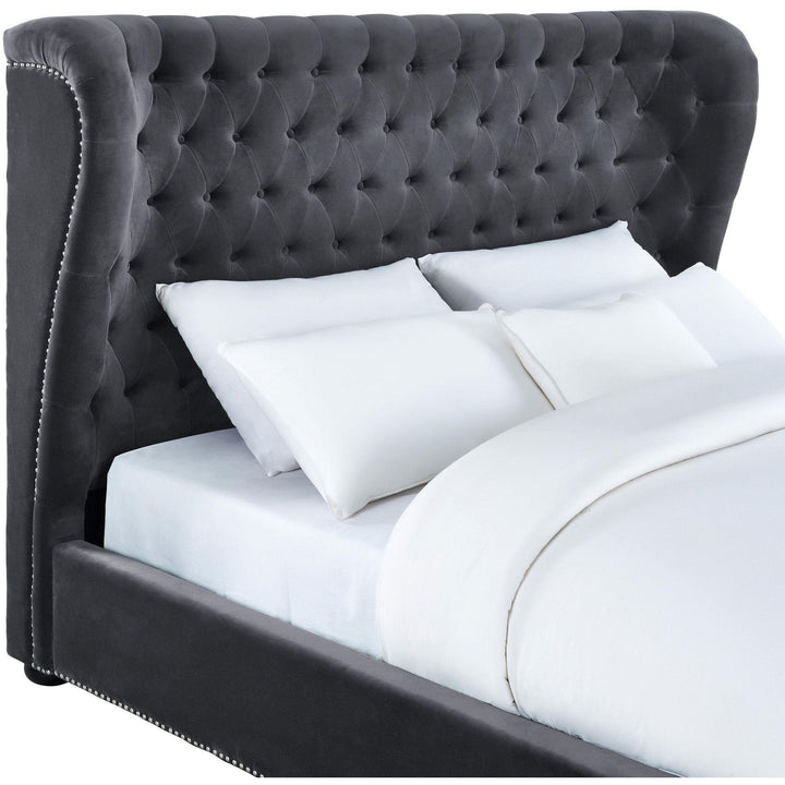 Finley Grey Velvet Bed in Queen