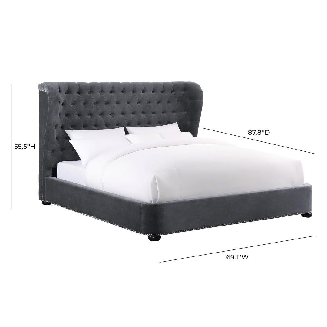 Finley Grey Velvet Bed in Queen