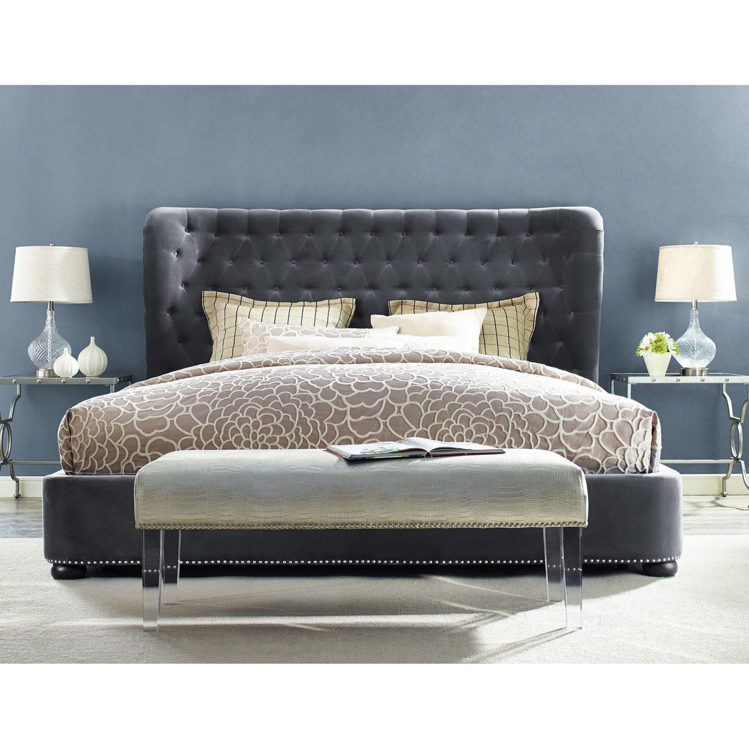 Finley Grey Velvet Bed in Queen