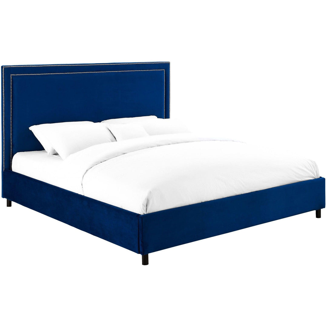 Reed Navy Velvet Bed in King