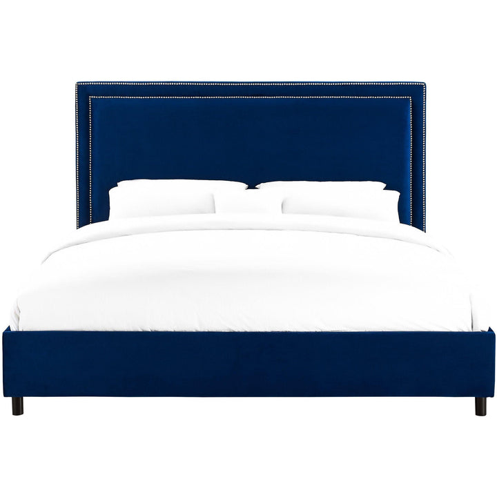 Reed Navy Velvet Bed in King