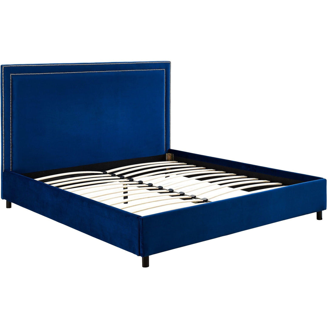 Reed Navy Velvet Bed in King