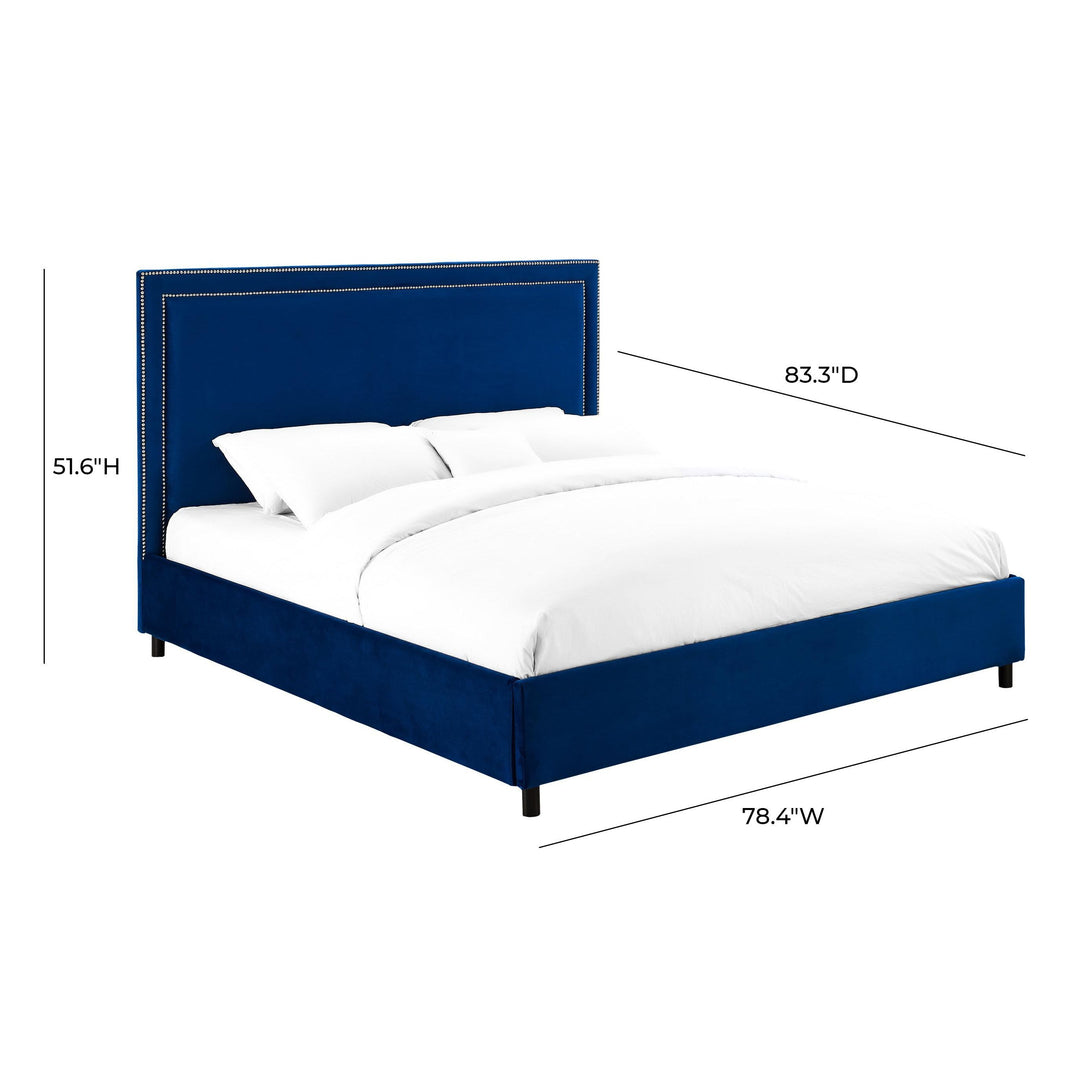 Reed Navy Velvet Bed in King