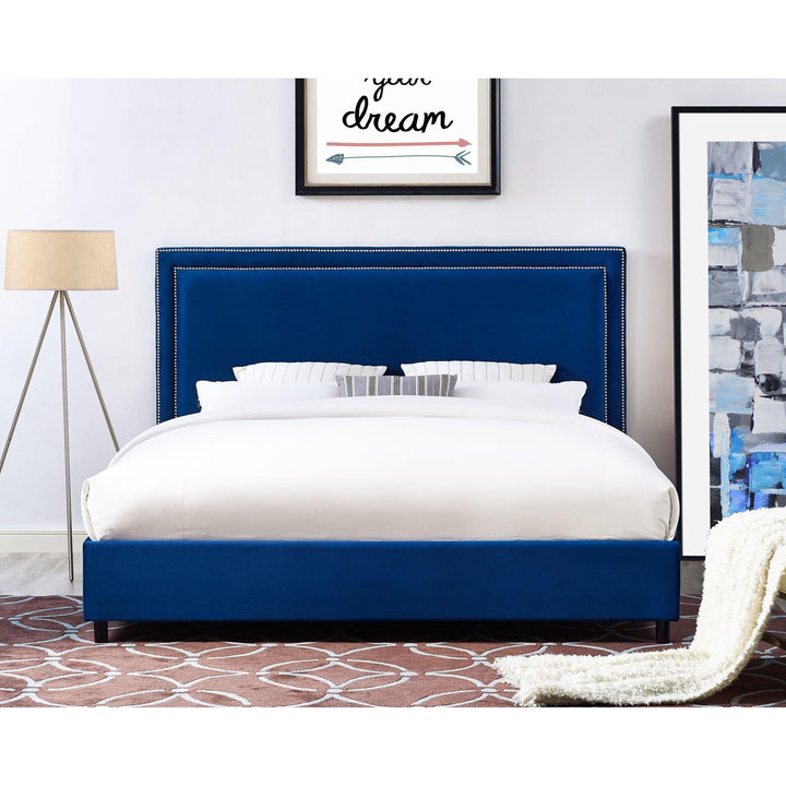 Reed Navy Velvet Bed in King