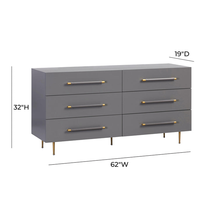 Trident Grey 6 Drawer Dresser