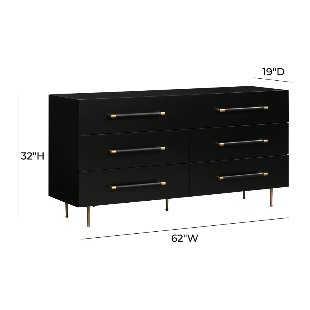 Trident Black 6 Drawer Dresser