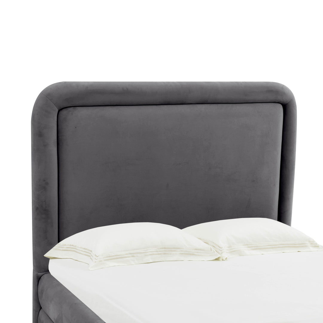 Briella Dark Grey Velvet Bed in Queen