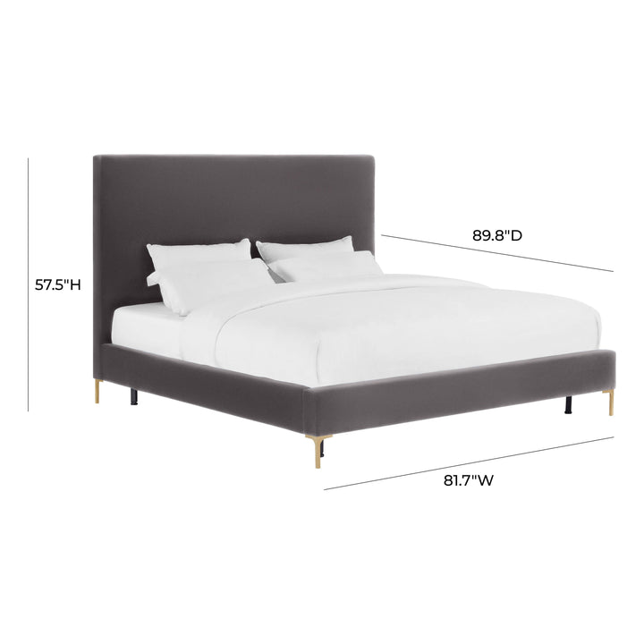 Delilah Grey Velvet Bed in King