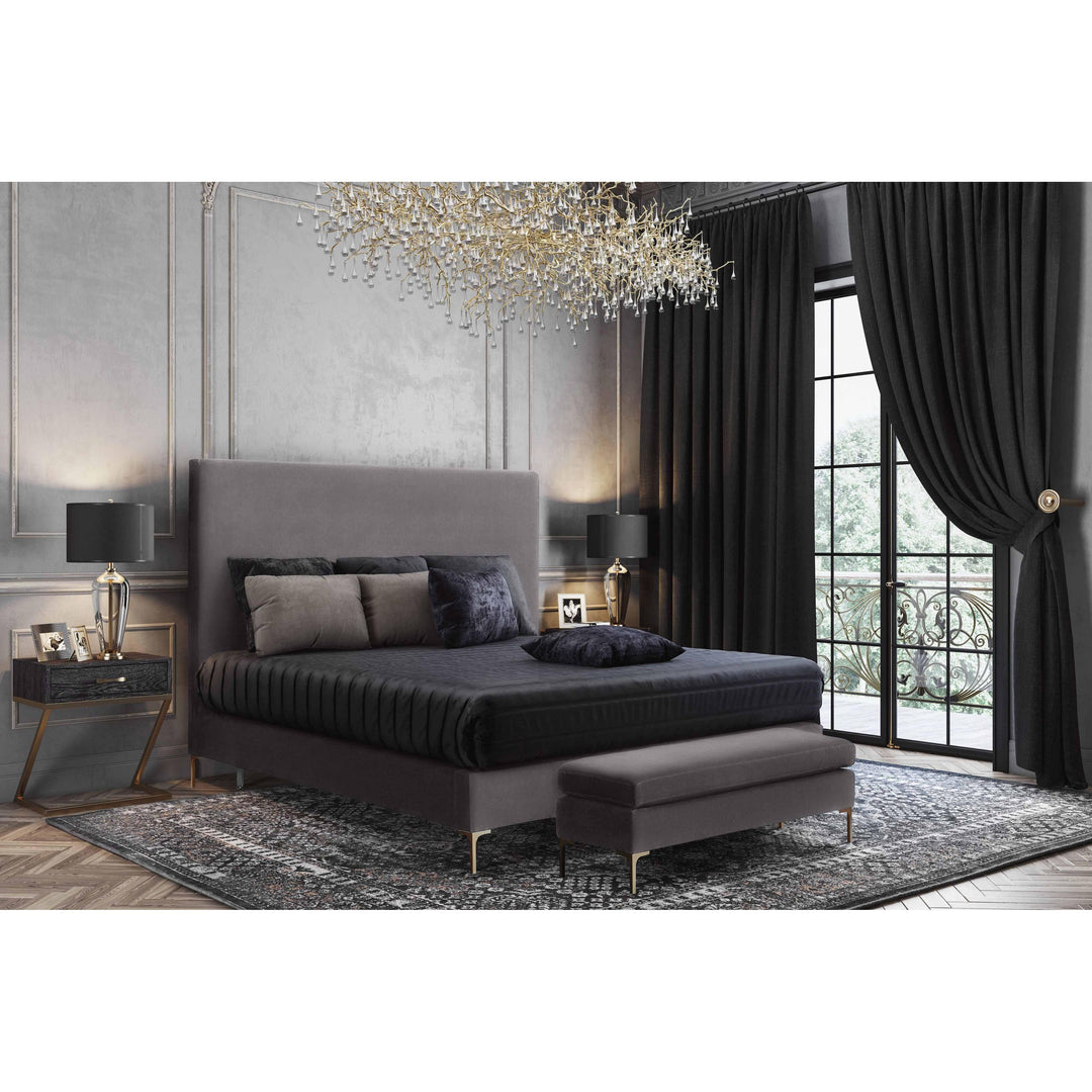 Delilah Grey Velvet Bed in King