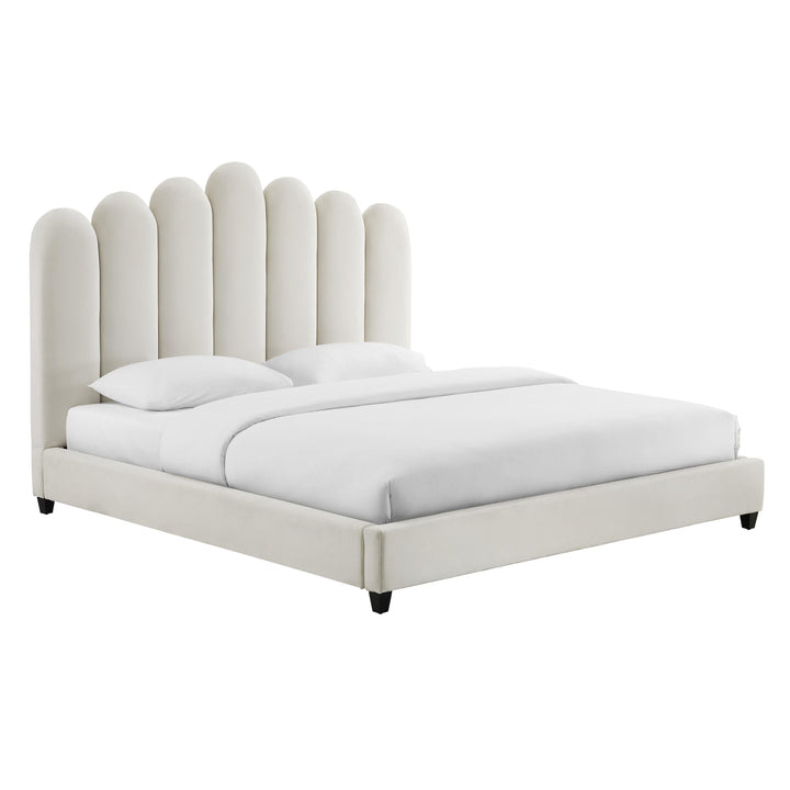 Celine Cream Velvet Bed in Queen