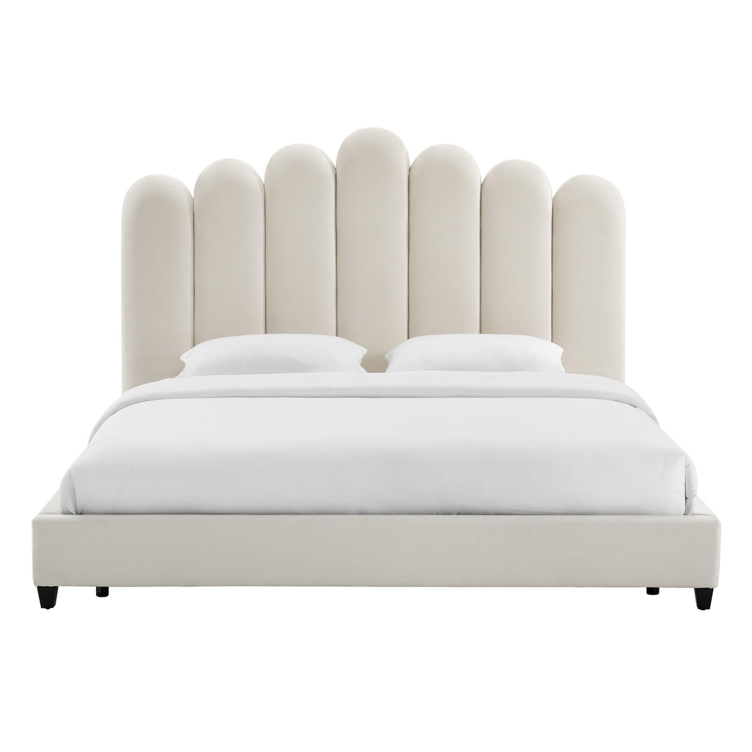 Celine Cream Velvet Bed in Queen
