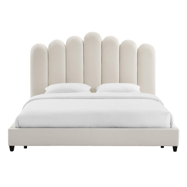 Celine Cream Velvet Bed in Queen