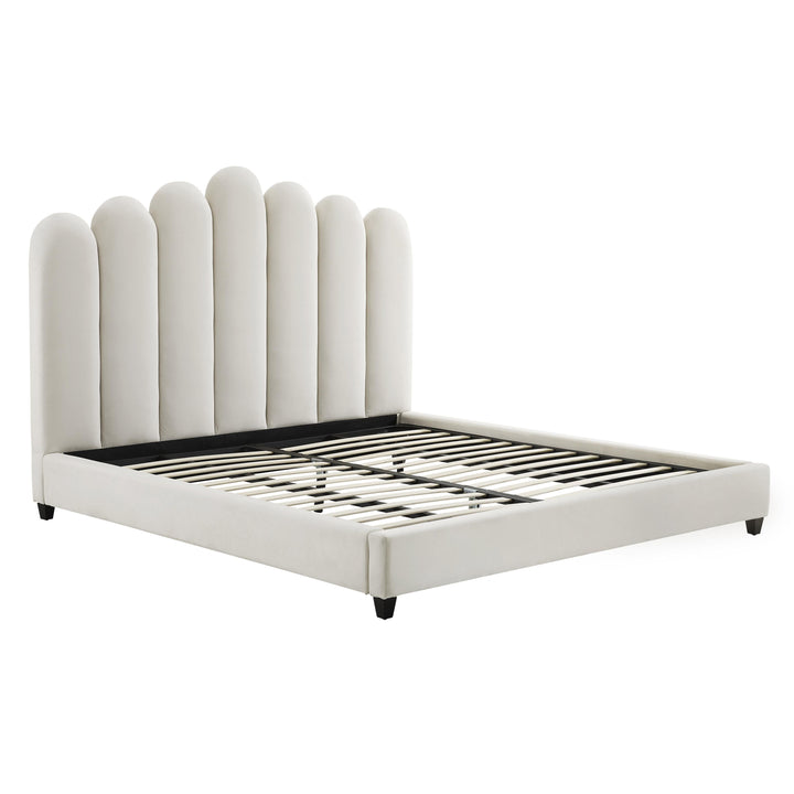 Celine Cream Velvet Bed in Queen