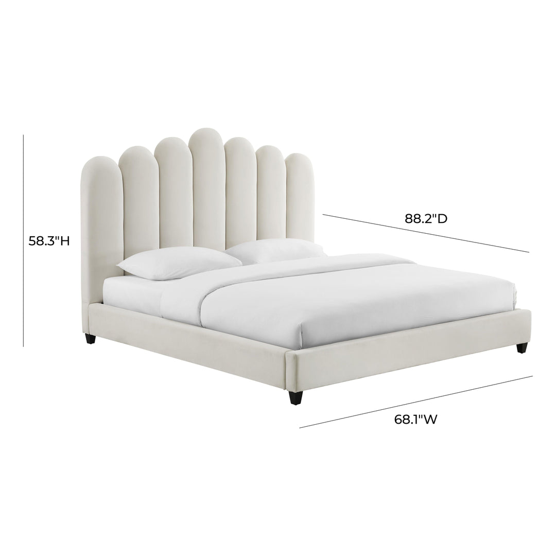 Celine Cream Velvet Bed in Queen