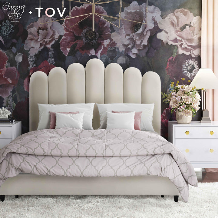 Celine Cream Velvet Bed in King