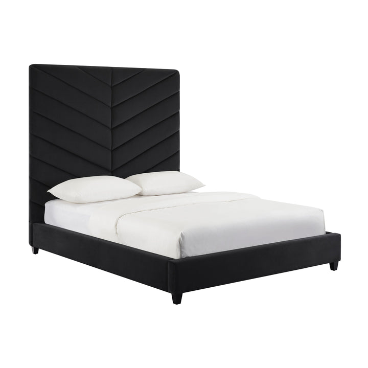 Javan Black Velvet Bed in Queen