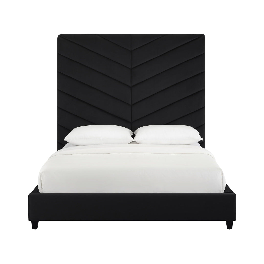 Javan Black Velvet Bed in Queen