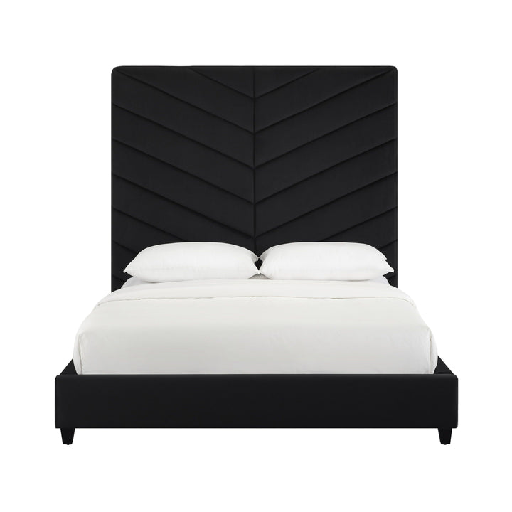 Javan Black Velvet Bed in Queen