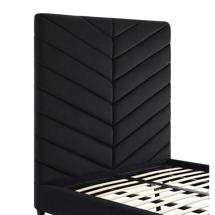Javan Black Velvet Bed in Queen