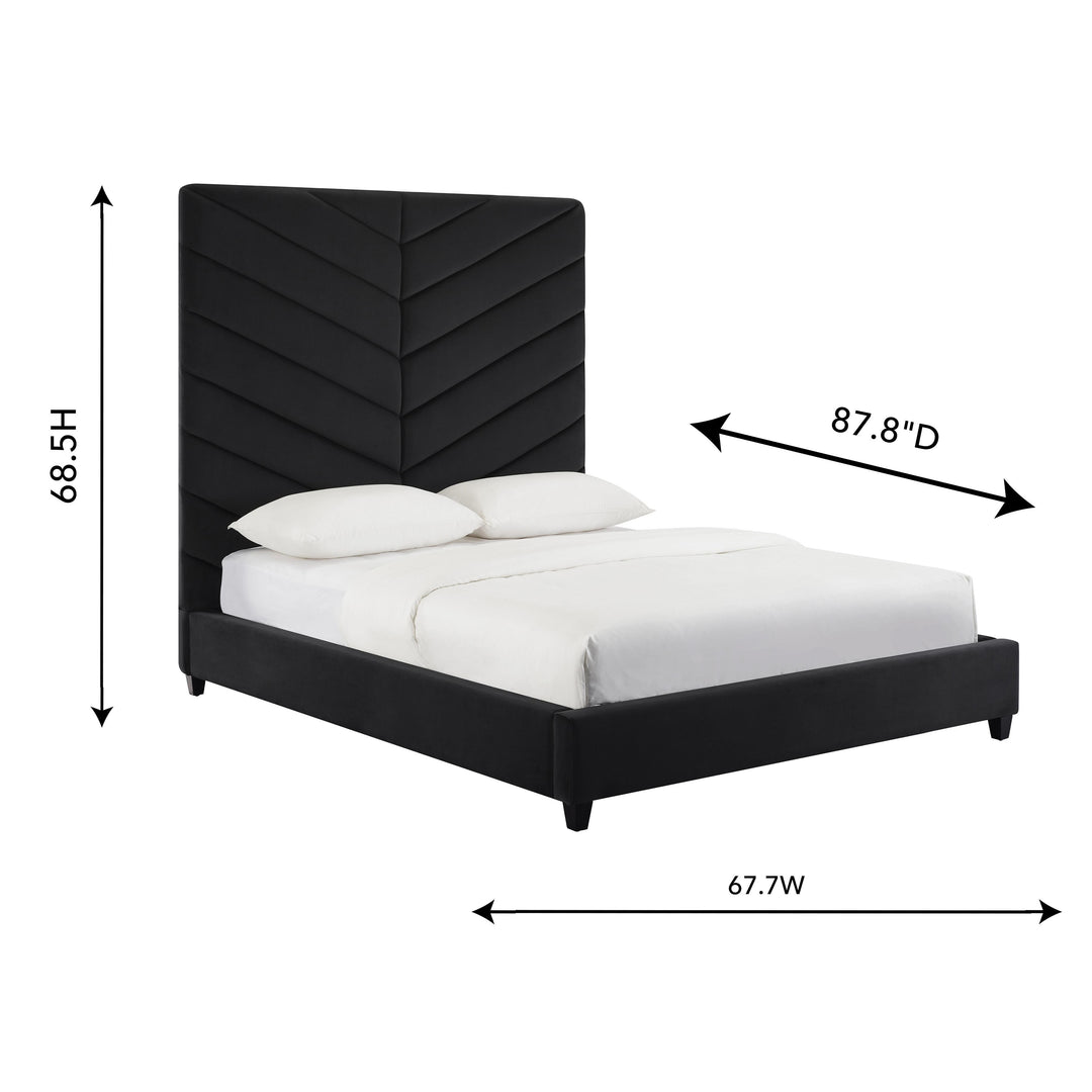 Javan Black Velvet Bed in Queen