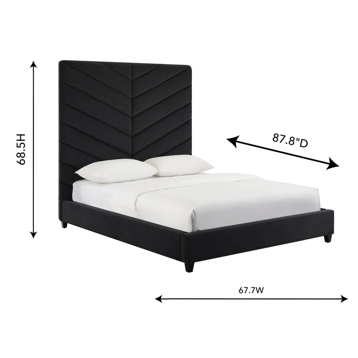 Javan Black Velvet Bed in Queen