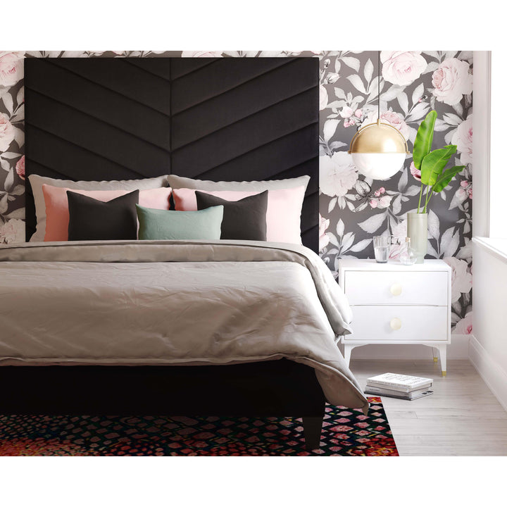 Javan Black Velvet Bed in Queen