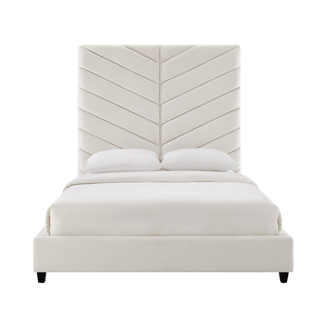 Javan Cream Velvet Bed in King