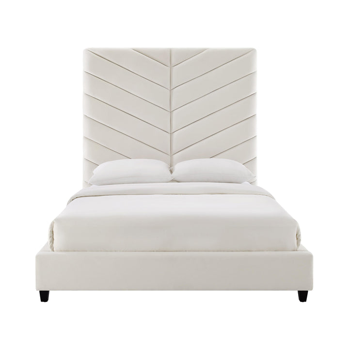 Javan Cream Velvet Bed in King