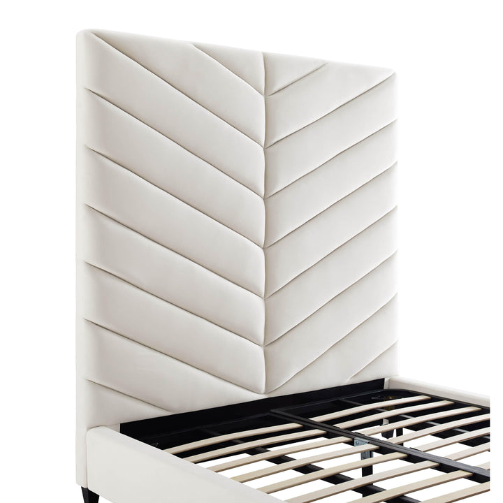 Javan Cream Velvet Bed in King