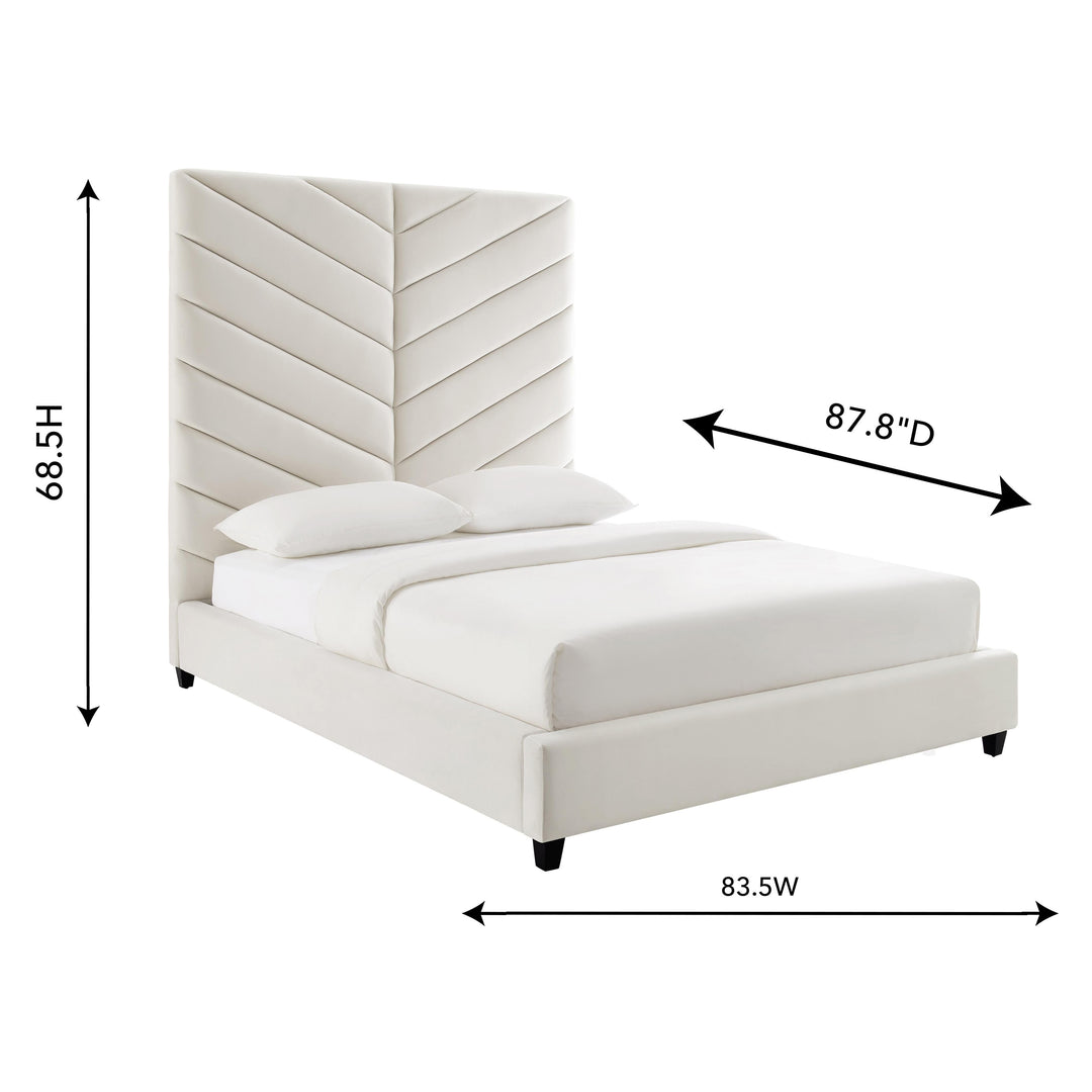 Javan Cream Velvet Bed in King