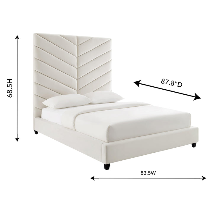 Javan Cream Velvet Bed in King